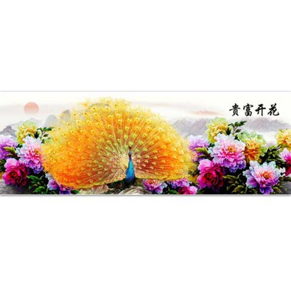 케이엠엘리 3D 황금부귀공작새 보석십자수 DIY 12040