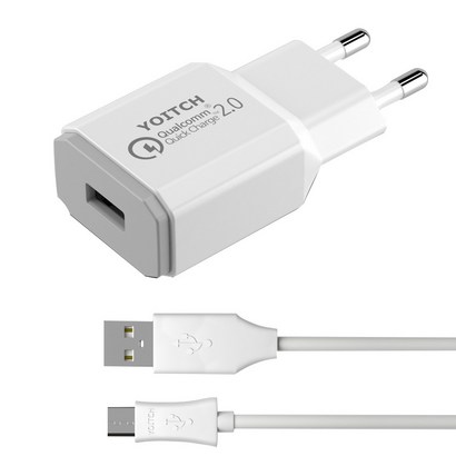 요이치 퀵차지 20 리버스 USB 어답터 충전기 화이트 마이크로 5핀 케이블 0