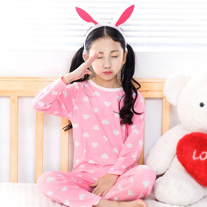 이라인 여아용 슈가하트 이지웨어 긴팔 잠옷 상하의
