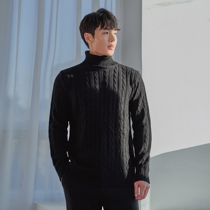 빅사이즈클럽 D꽈배기 니트 목폴라