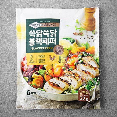 그릭슈바인 쓱닭쓱닭 닭가슴살 슬라이스 블랙페퍼 6개입