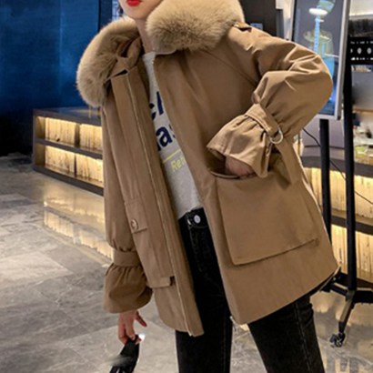 포근 털안감 후드 겨울 하프 사파리 자켓 00227
