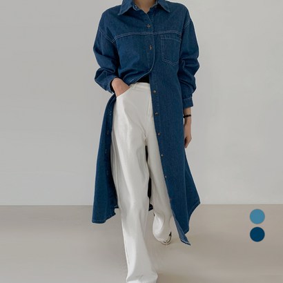 바블링브룩 여성용 데님 셔츠 롱 원피스