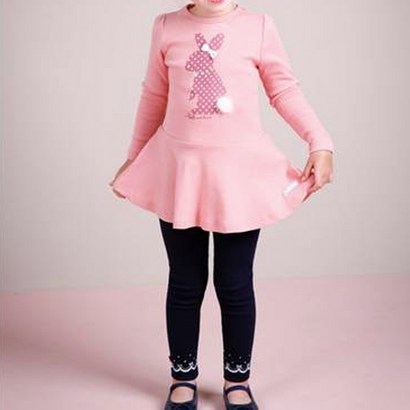 젤리스푼 여아용 도트 바니 롱 티셔츠 하의
