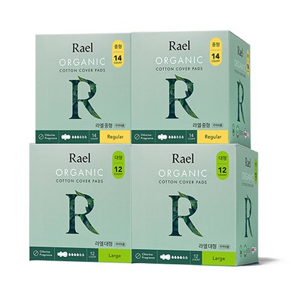 Rae 유기농 순면커버 생리대 날개형 중형 대형