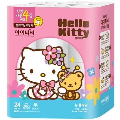 헬로키티 프리미엄 플라워 천연펄프 4겹 화장지