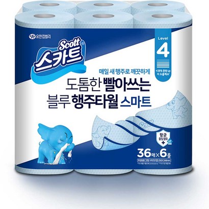 스카트 프레쉬블루 행주타월 두께레벨4 36매