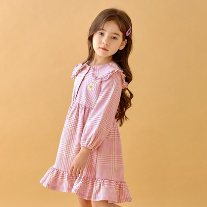 올리반 여아용 체크카라 원피스