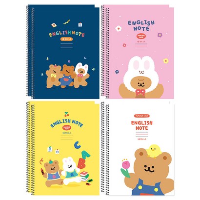 핑크풋 2000댄싱베어 3줄 영어노트 4종