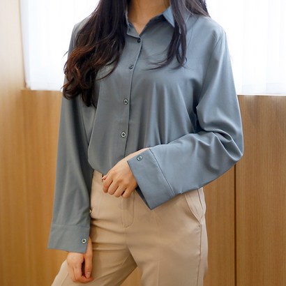 티데일리 데일리 링클 프리 셔츠 여성용 무지 루즈핏 블라우스