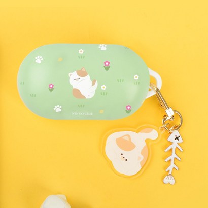나인어클락 고양이 냥 냥이 패턴 하드 갤럭시 버즈 버즈플러스 케이스냥이 키링