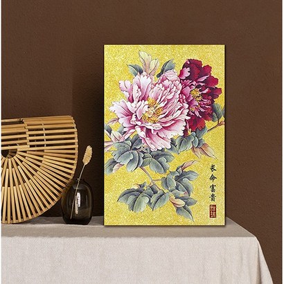 안나의방 부자되는액자 모란액자 목단 꽃그림 캔버스액자 카페인테리어 펜션인테리어