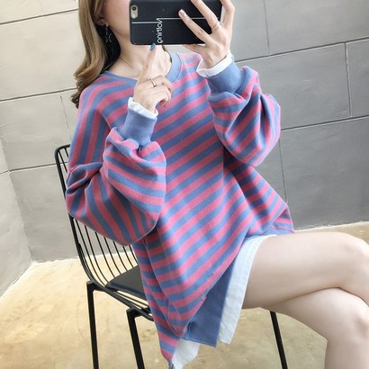 빅사이즈 루즈핏 단가라 두겹 레이어드 하프 맨투맨 박시 티셔츠