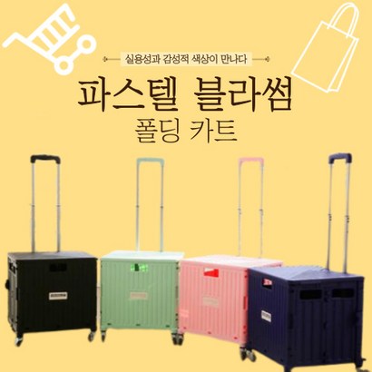 안다로미몰 파스텔 블라썸 폴딩 카트 접이식장바구니 캠핑 나들이 소풍 튼튼한 4바퀴 65L 수레 리뷰후기