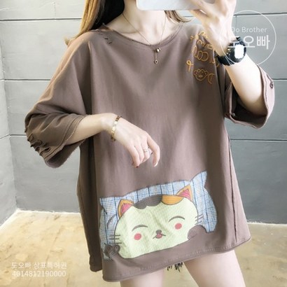 도오빠 여성 티셔츠 반팔티 반소매 라운드넥 캐주얼 데일리 패션 여자반팔티 봄 여름 가을 여자티셔츠 10대 20대 30대 여름티셔츠 리뷰후기