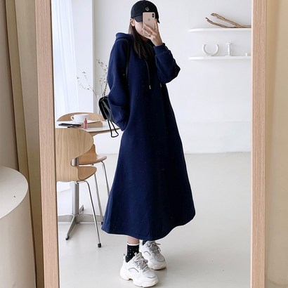 하이데일리 보나 후드 기모 롱원피스
