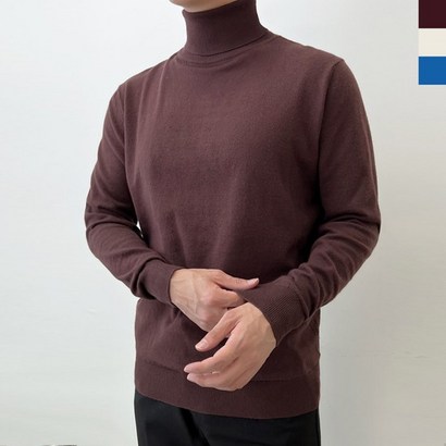 블레오 남성 봄 가을 목폴라 캐시미어 기본 데일리 긴팔 니트