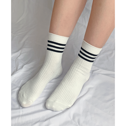 YSOCKS 여성 삼선 링글 골지 중목양말 10켤레