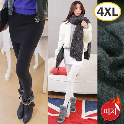 제이피플 여성용 3부피치치렝스 밴딩 피치 기모 치렝스 빅사이즈 3부 치마레깅스