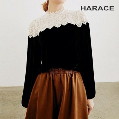 헤레이스 투톤 레이스 블라우스 YSH22FW740