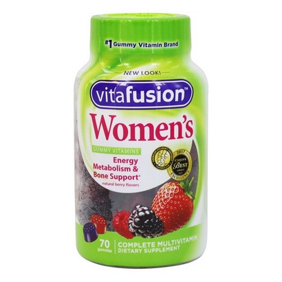 Vitafusion 우먼즈 어덜트 비타민 에너지 메타볼리즘 앤 본 서포트 베리 맛 구미