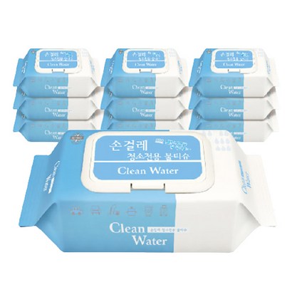 미엘 ie 손걸레 청소용 청소전용 클린워터 물티슈 80매 대용량 엠보싱 손걸레
