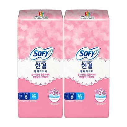 쏘피 한결 팬티라이너 무향 롱 60개입 생리대 흡수 보송보송