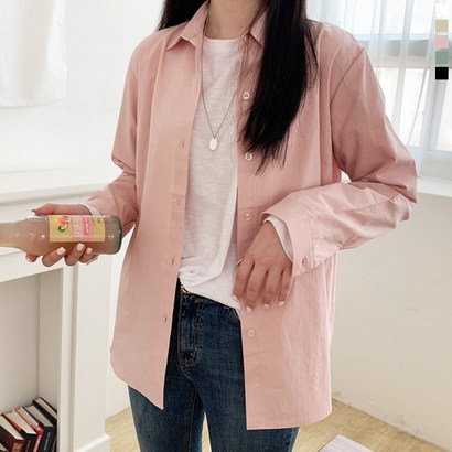 티데일리 바이오 박시핏 셔츠 여성 40수 무지 오버핏 기본 남방