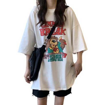 퀸하우스 카툰레터링 박시 롱 티셔츠 리뷰후기