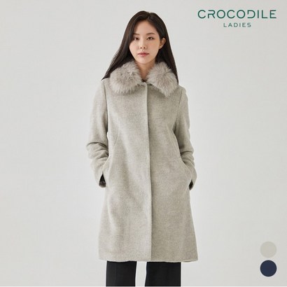 크로커다일레이디 폭스퍼카라 모직코트 C0WCT113