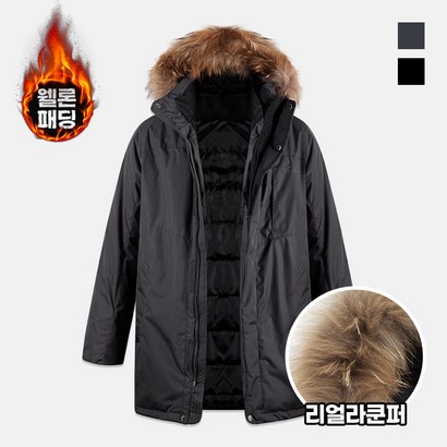 트래비스 시즌오프 남자 리얼 라쿤퍼 헤비 야상 웰론 패딩점퍼 T19WD541