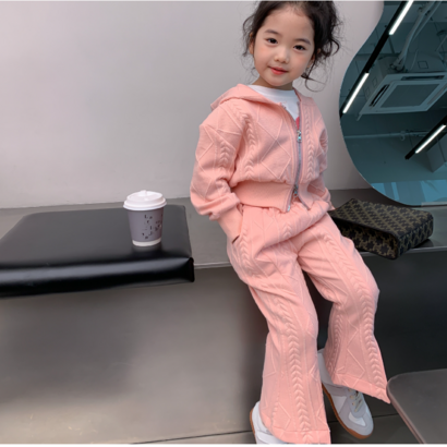 유아 여아 아기 유아 봄 꽈배기 니트 후드 집업 바지 핑크 트원룩 자매룩 형제룩 일상룩 데일리룩
