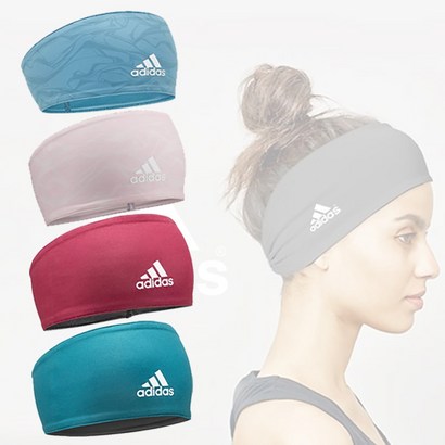 아디다스 Adidas 스포츠 헤어밴드 요가 필라테스 운동용 그린 버건디 핑크