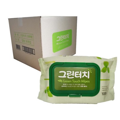 그린터치 캡형 물티슈 100매 30개 한박스