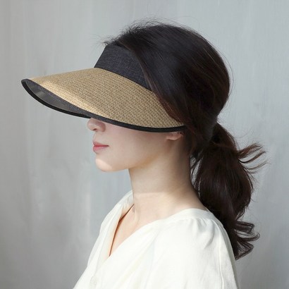 애지중지상점 린넨 리프 여성 여름 썬캡 밀짚 필름 모자 자외선 햇빛 차단 창모자 H2002_01