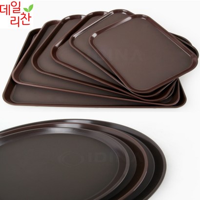 데일리찬 국산 고급 업소용 논슬립 쟁반 직사각 원형