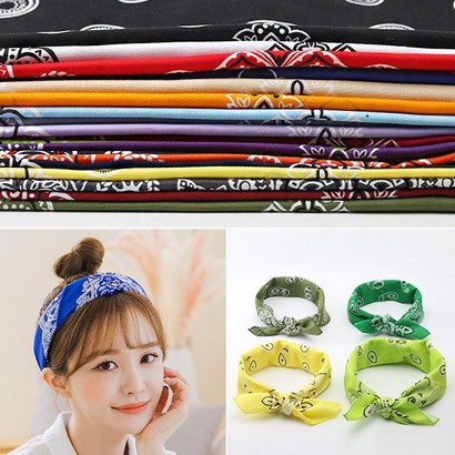 미스21 페이즐리 빅사이즈 반다나 헤어밴드 코튼면 쁘띠 등산 단체 기념 손수건 리뷰 후기