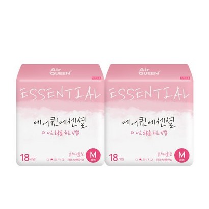 에어퀸 에센셜 생리대 중형 X2