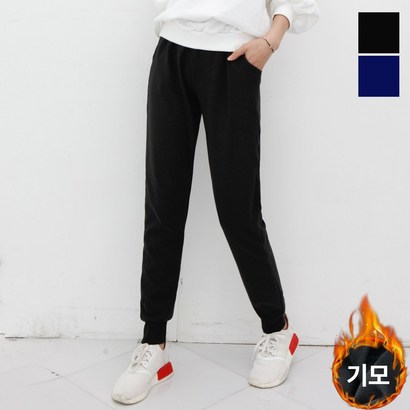 가비진 여성용 기모 조거 스판 융털 따뜻한 밴딩 베이직조거팬츠