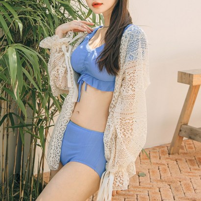 헤링본 여성 여름 가디건 비키니커버업 시스루 망사 리본 러블리 워터파크 휴양지 비치웨어 SE136 리뷰 후기