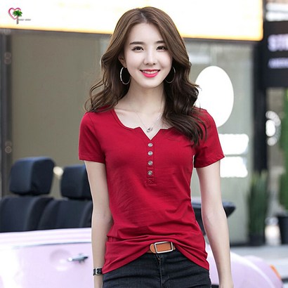 요모조모 YJS239 여성 여름 면스판 버튼넥 반팔 티셔츠