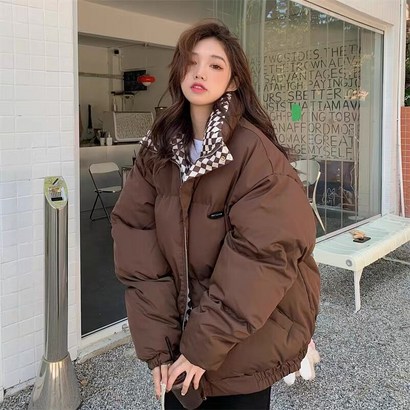 줄리엔느 오버핏 체크 패딩