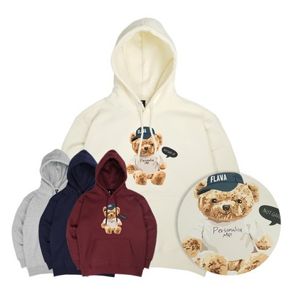 JYFASHIOIN CA BEAR 후드티 곰돌이 빅사이즈 커플 후드 티셔츠