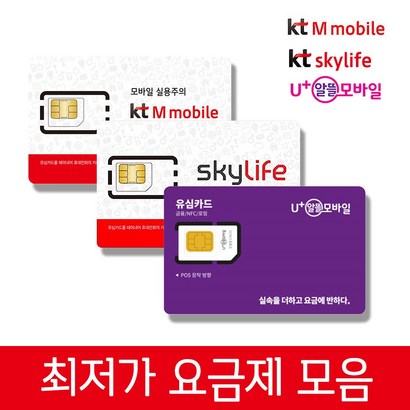 SK KT 알뜰요금제 알뜰폰 유심 칩 후불 후불제 무약정 자급제