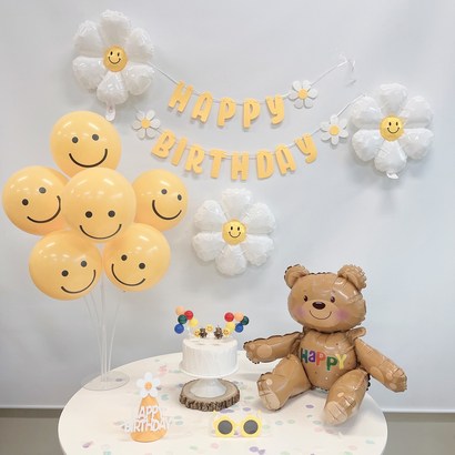 민즈셀렉트 데이지 곰돌이 스마일 풍선 생일풍선 해피벌스데이 생일파티 파티풍선