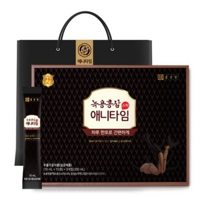 종근당 녹용홍삼 애니타임 스틱 30개입 쇼핑백