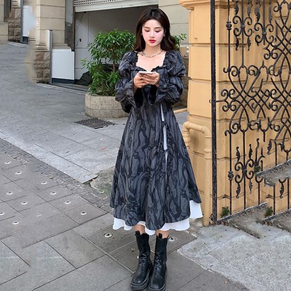 JINHEN 여자 원피스 빅 사이즈 원피스 스퀘어 칼라 원피스895125625 리뷰 후기