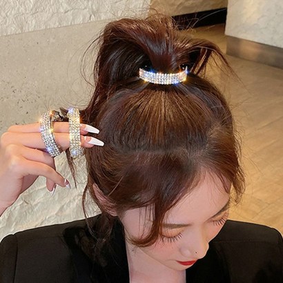 화려한 다이아큐빅장식 포니테일 헤어 자동핀 2컬러 머리핀 연예인 아이유 제니핀