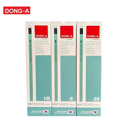 동아 민트 스쿨연필 12자루 HB B 2B 사무용 필기용 국산연필
