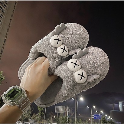 카우스 눈알 캐릭터 털 실내화 슬리퍼 방한 커플 사무실 거실화